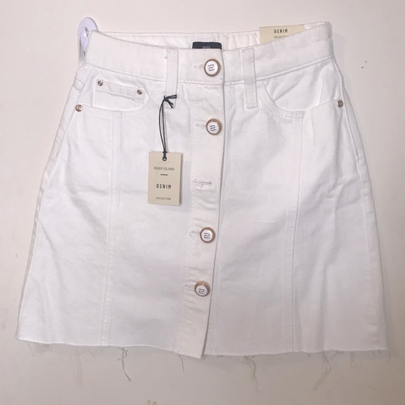 RIVER ISLAND Button Front Denim Mini Skirt - Picture 2 of 5